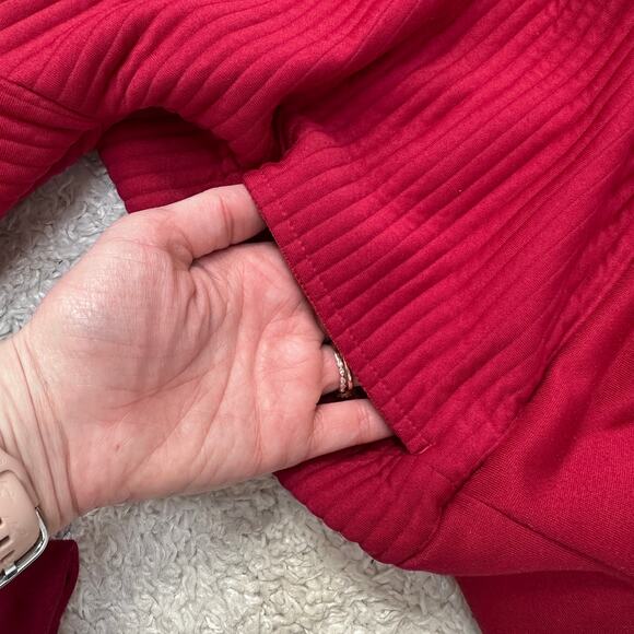 Dri-FIT Red Full Zip Logo Ribbed Hoodie Funnel Neck Sportscore Sweatshirt Sz: M - Picture 8 of 9